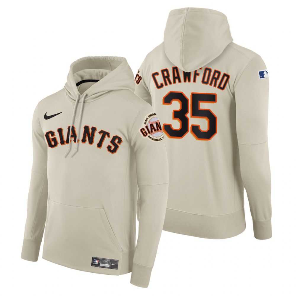 Men San Francisco Giants 35 Crawford cream home hoodie 2021 MLB Nike Jerseys